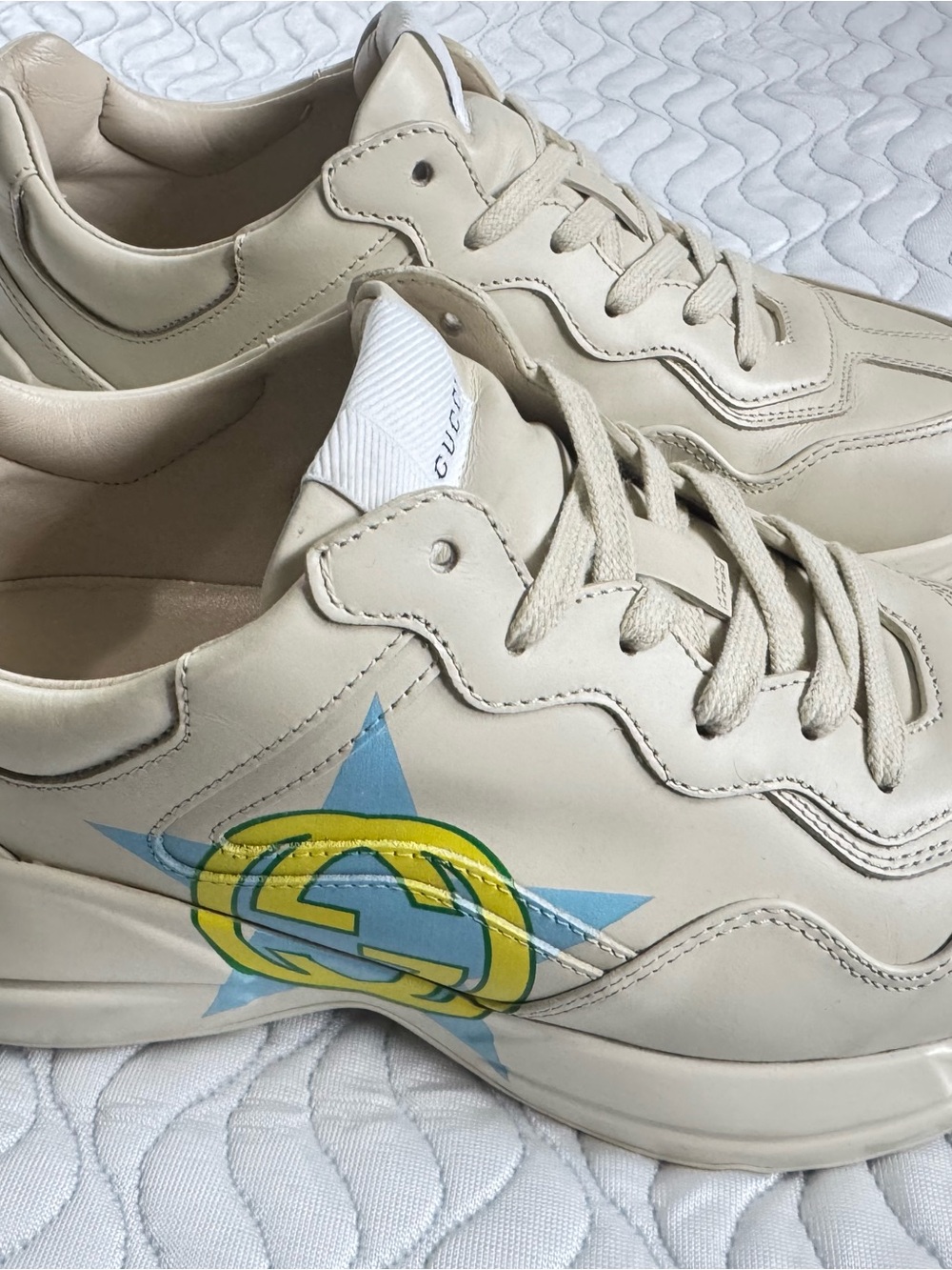 Gucci Rhyton Interlocking G Star Ivory Sneakers US 7 EU 40.5